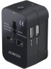 Travel Adapter, JOOMFEEN Worldwide All in One Universal Power Wall Charger AC Power Plug Adapter with Dual USB Charging Ports for USA EU UK AUS Cell Phone Laptop (Black)