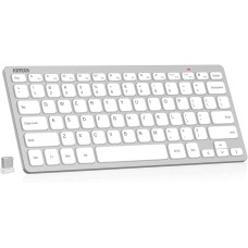 Arteck 2.4G Wireless Keyboard Ultra Slim and Compact Keyboard with Media Hotkeys for Computer Desktop PC Laptop Surface Smart TV and Windows 11/10/8/7, Silver