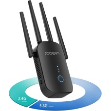 WiFi Extender, JOOWIN 1200Mbps WiFi Range Extender WiFi Repeater Wireless Signal Booster for Home, 2.4GHz 5GHz Dual Band Internet Extender with External Antennas, Simple Setup