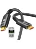 Snowkids 10K 8K HDMI Cable 2.1 10FT/3M 48Gbps, Certified 48Gbps High Speed 3D 8K60 4K120 144Hz Braided HDMI Cord eARC HDR10 HDCP 2.2&2.3 Compatible with Roku TV/PS5/HDTV/Blu-ray Black
