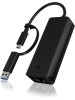 ICY BOX 2.5G USB C and USB to Ethernet Adapter, 2-in-1 Adapter Compatible with USB C/Thunderbolt 3 or USB 3.0, USB-C to RJ45 2.5 Gigabit LAN Compatible with Mac and Windows