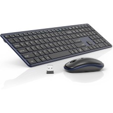 Wireless Keyboard and Mouse Combo Silent, RATEL 2.4GHz Ultra-Thin Full Sized Wireless Keyboard Mouse Set with USB Receiver for Computer, Desktop, PC, Notebook, Laptop