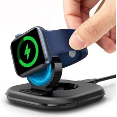 Magnetic Charging Stand for Apple Watch Series 8/7/6/SE/5/4/3/2, iWatch Quick Charging Dock,Mini Lightweight Folding, Tabletop Night Stand,1 Meter USB-C Cable Included A17 Black