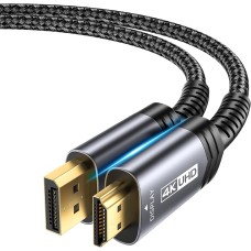 JSAUX 4K DisplayPort to HDMI Cable Adapter 10FT, DP to HDMI Male Video UHD 4K@30Hz/2K@60/1080P@120 Nylon DP to HDTV Uni-Directional Cord for Dell, Projector, Desktop, AMD, NVIDIA, Lenovo, HP, ThinkPad JSAUX 4K DisplayPort to HDMI Cable Adapter 10FT, DP to HDMI Male Video UHD 4K@30Hz/2K@60/1080P@120 Nylon DP to HDTV Uni-Directional Cord for Dell, Projector, Desktop, AMD, NVIDIA, Lenovo, HP, ThinkPad