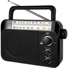 Retekess TR604 AM FM Radio, Battery Operated Radio Portable, AM FM Radio Plug in Wall, High/Low Tone Mode, Big Speaker, Earphone Jack,for Senior, Home 
