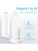 Tower Extension Lead with USB Extension Cord 8 Way Outlets 6 USB Ports 3.6A Multi Plug Extension Socket 2M Cable with Switches, Vertical Power Strip