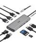 SSK 11 in 1 USB-C Hub, Laptop Docking Station with Triple Displays, Type C Multiport Adapter with 2(Dual) HDMI 4K,VGA,PD3.0,SD/TF Card Reader,RJ45 etc. for MacBook/Pro/Air/IMAC/XPS and More