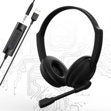 USB Headset with Microphone for PC Laptop, Adjustable Noise Cancelling Business Office Headsets, 2.5M Length Headphones with In-Line Control USB Headset with Microphone for PC Laptop, Adjustable Noise Cancelling Business Office Headsets, 2.5M Length Headphones with In-Line Control