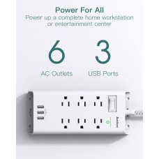 Power Strip Surge Protector, Addtam 6 Outlets and 3 USB Ports 5Ft Long Extension Cord and USB Wall Charger Surge Protector - Addtam 5 Outlet Extender with 4 USB Charging Ports (1 USB C, 4.5A Total)