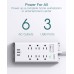 Power Strip Surge Protector, Addtam 6 Outlets and 3 USB Ports 5Ft Long Extension Cord and USB Wall Charger Surge Protector - Addtam 5 Outlet Extender with 4 USB Charging Ports (1 USB C, 4.5A Total)
