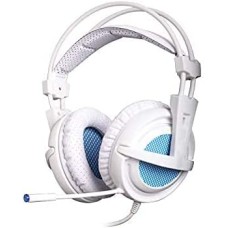 SADES A6 USB Gaming Headset 7.1 Surround Sound PC Headphones with Noise Cancelling Microphone, Breathing LED Lights for Laptops, Computer, Gamer - White