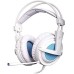 SADES A6 USB Gaming Headset 7.1 Surround Sound PC Headphones with Noise Cancelling Microphone, Breathing LED Lights for Laptops, Computer, Gamer - White