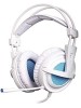 SADES A6 USB Gaming Headset 7.1 Surround Sound PC Headphones with Noise Cancelling Microphone, Breathing LED Lights for Laptops, Computer, Gamer - White